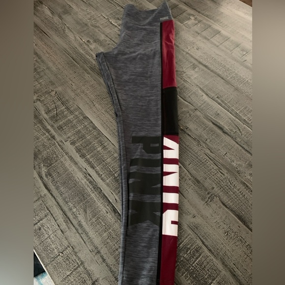 Victoria Secret Bonded Large Gray and Burgundy Leggings, inseam 28” EUC - Picture 1 of 7